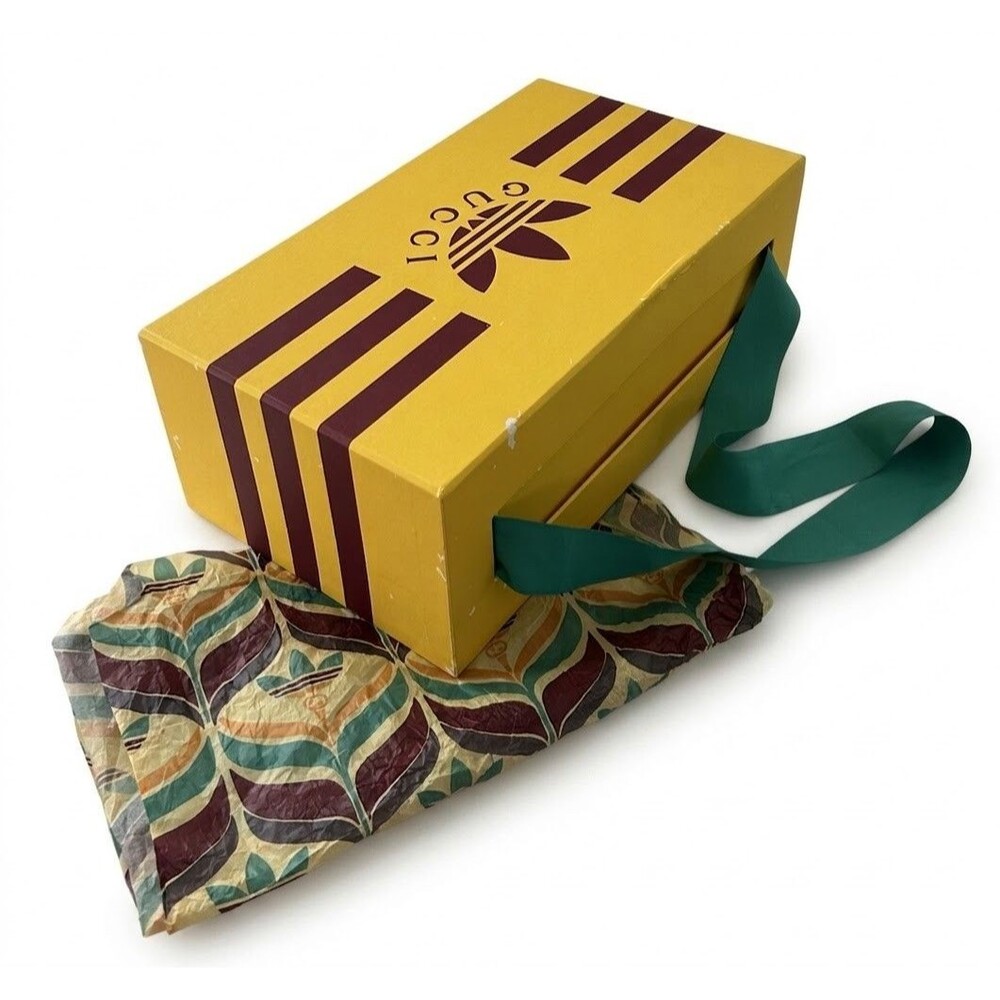Authentic Adidas x Gucci Shoe Box Yellow Burgundy Trefoil Pull Out Storage Empty